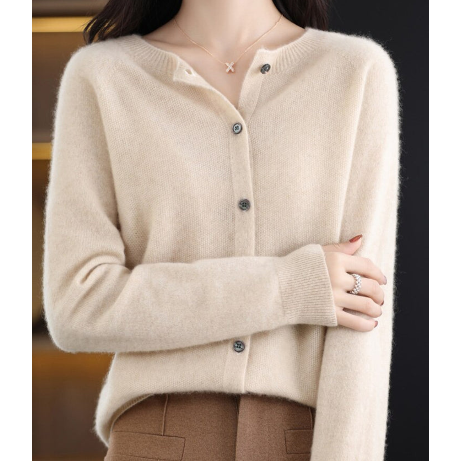 DANIELLE | Damen O-Hals Cardigan
