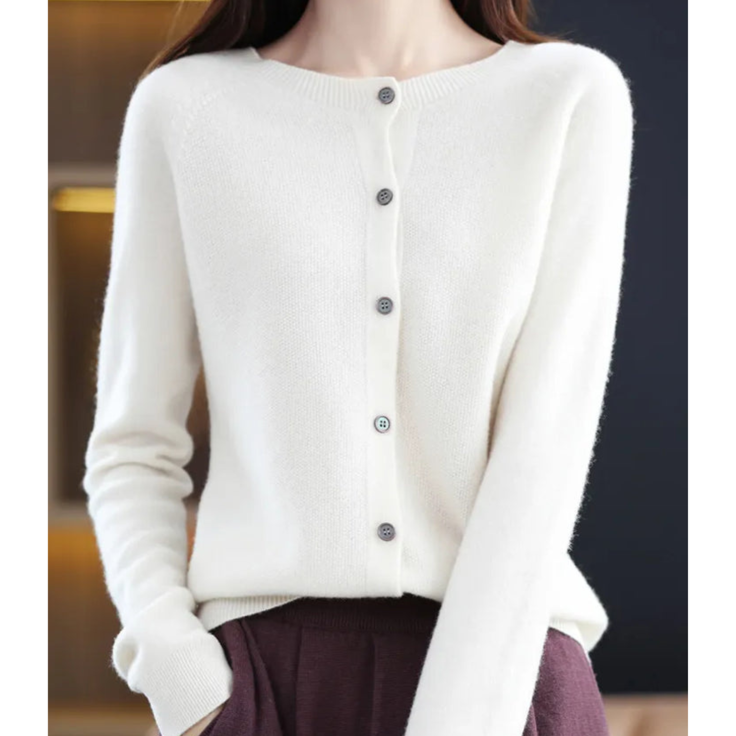 DANIELLE | Damen O-Hals Cardigan