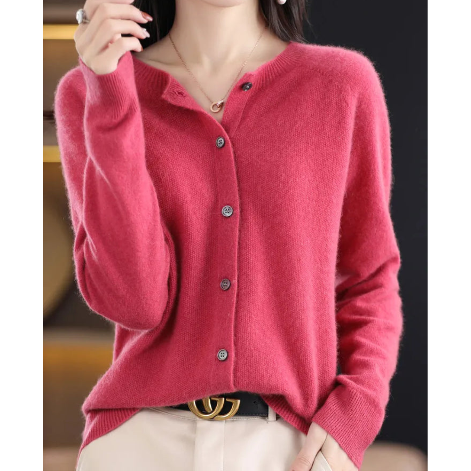 DANIELLE | Damen O-Hals Cardigan