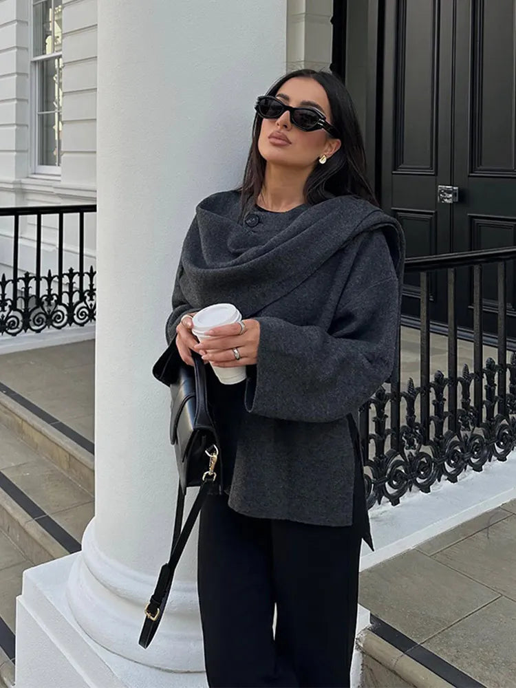 Leah | Stilfull och varm ullcape-kappa för damer på vintern